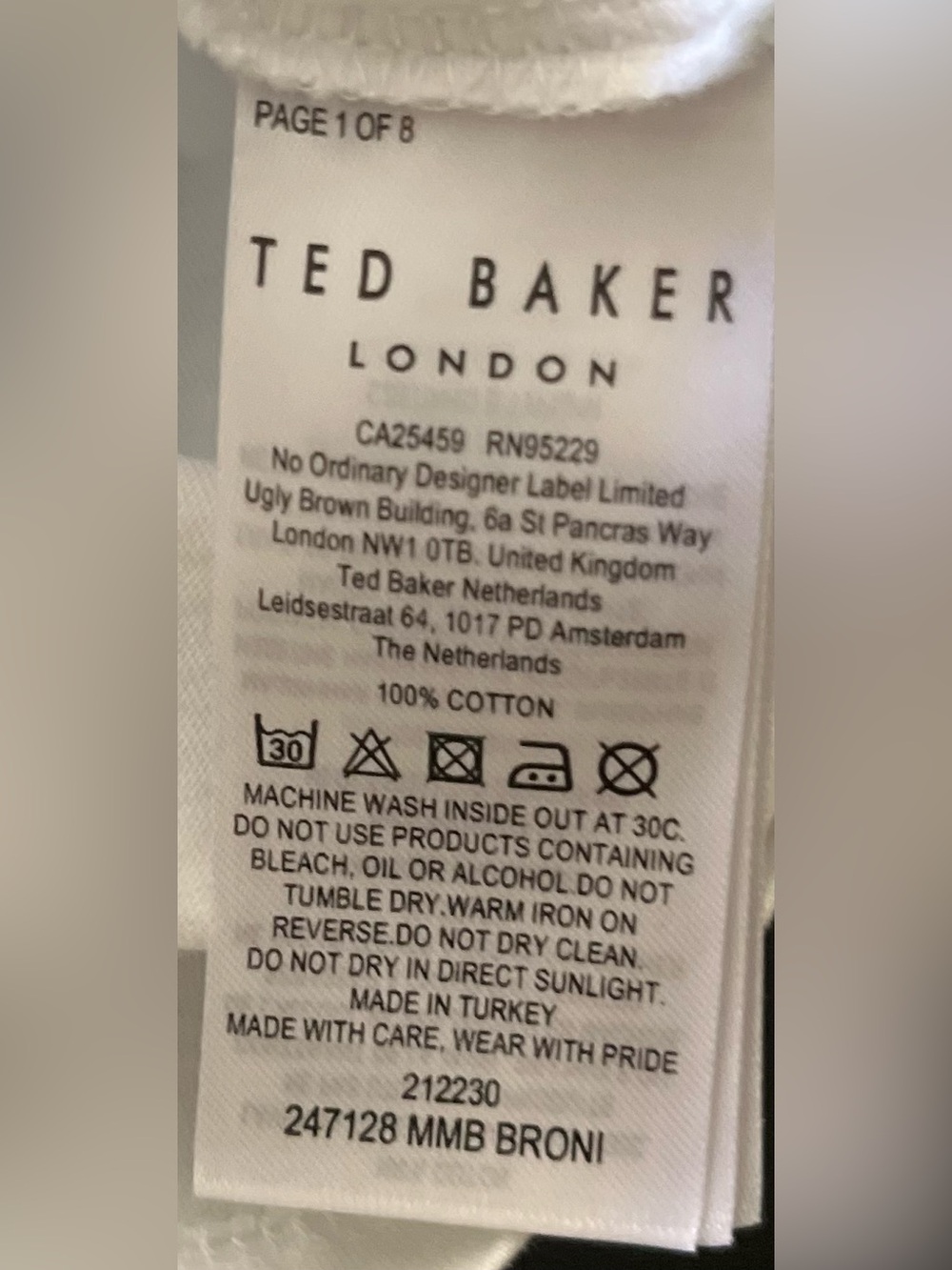Ted Baker White Short Sleeve Tee - Picture 4 of 5